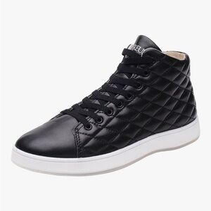 Elegant Black Quilted High-Top Sneakers. Size 13.